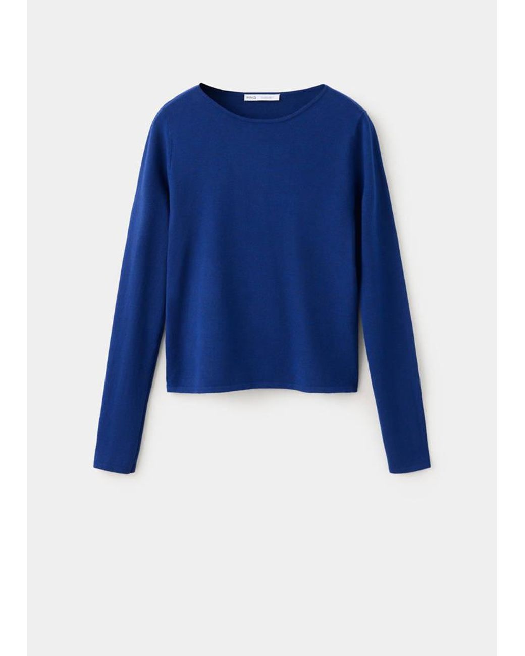 Mango Blue Fitted Boat Neck Jumper