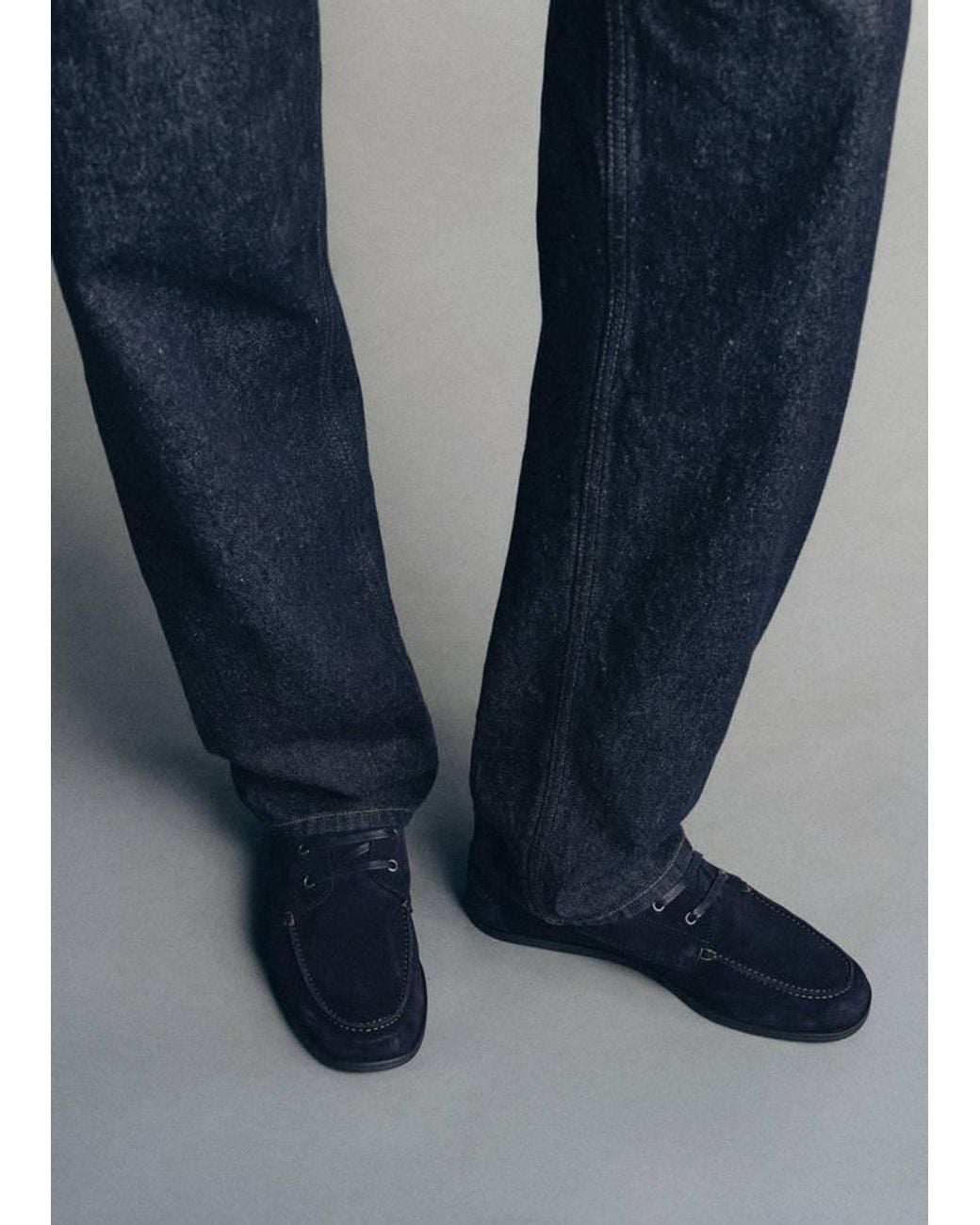Mango Blue Leather Nautical Shoes for men