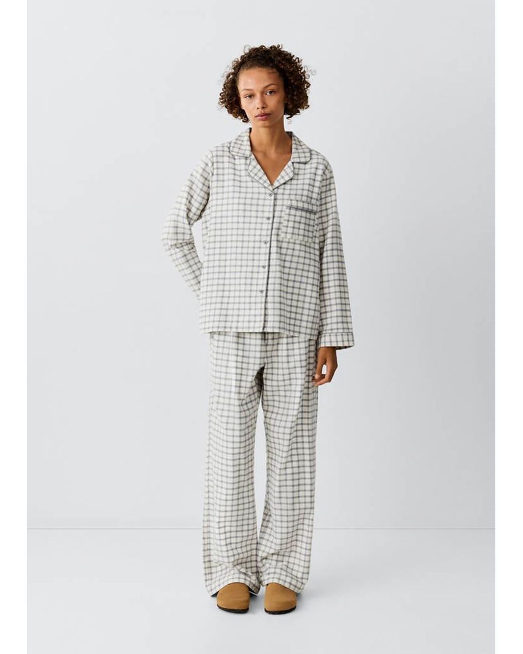 MANGO TEEN Gray Checked Cotton Pyjamas