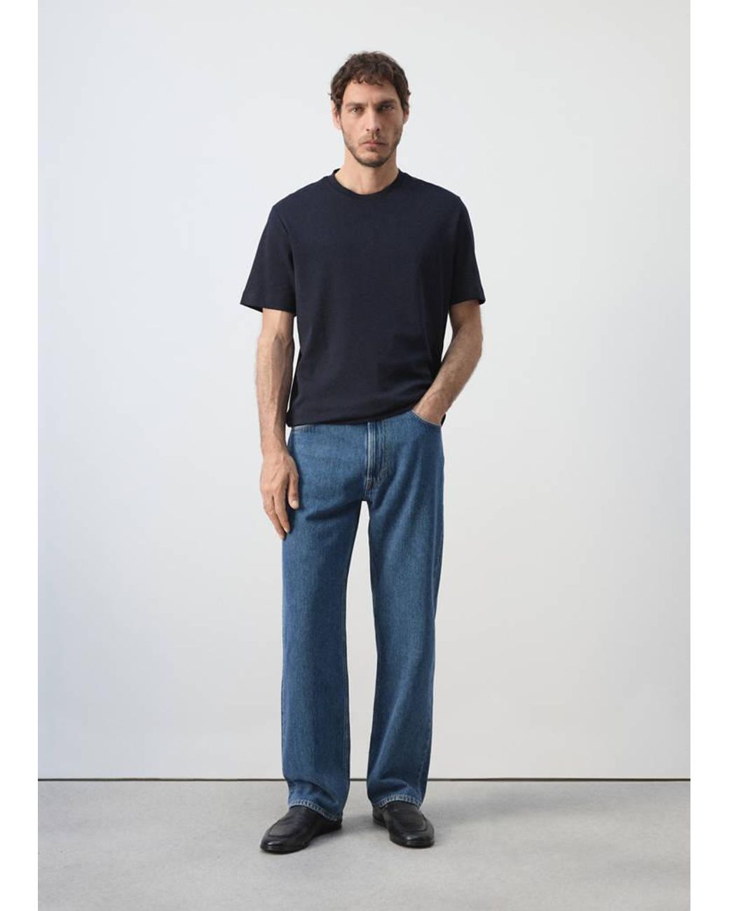 Mango Blue Regular Fit T-Shirt 200Gsm for men
