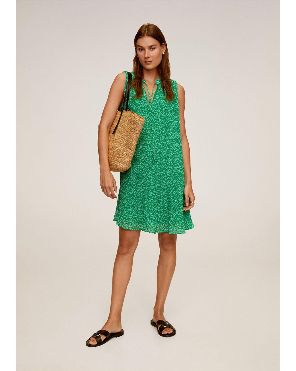mango green floral dress