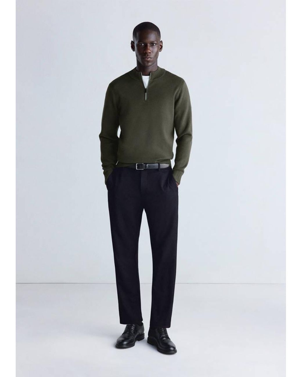 Mango Green Comfort Stretch Zip Jersey for men