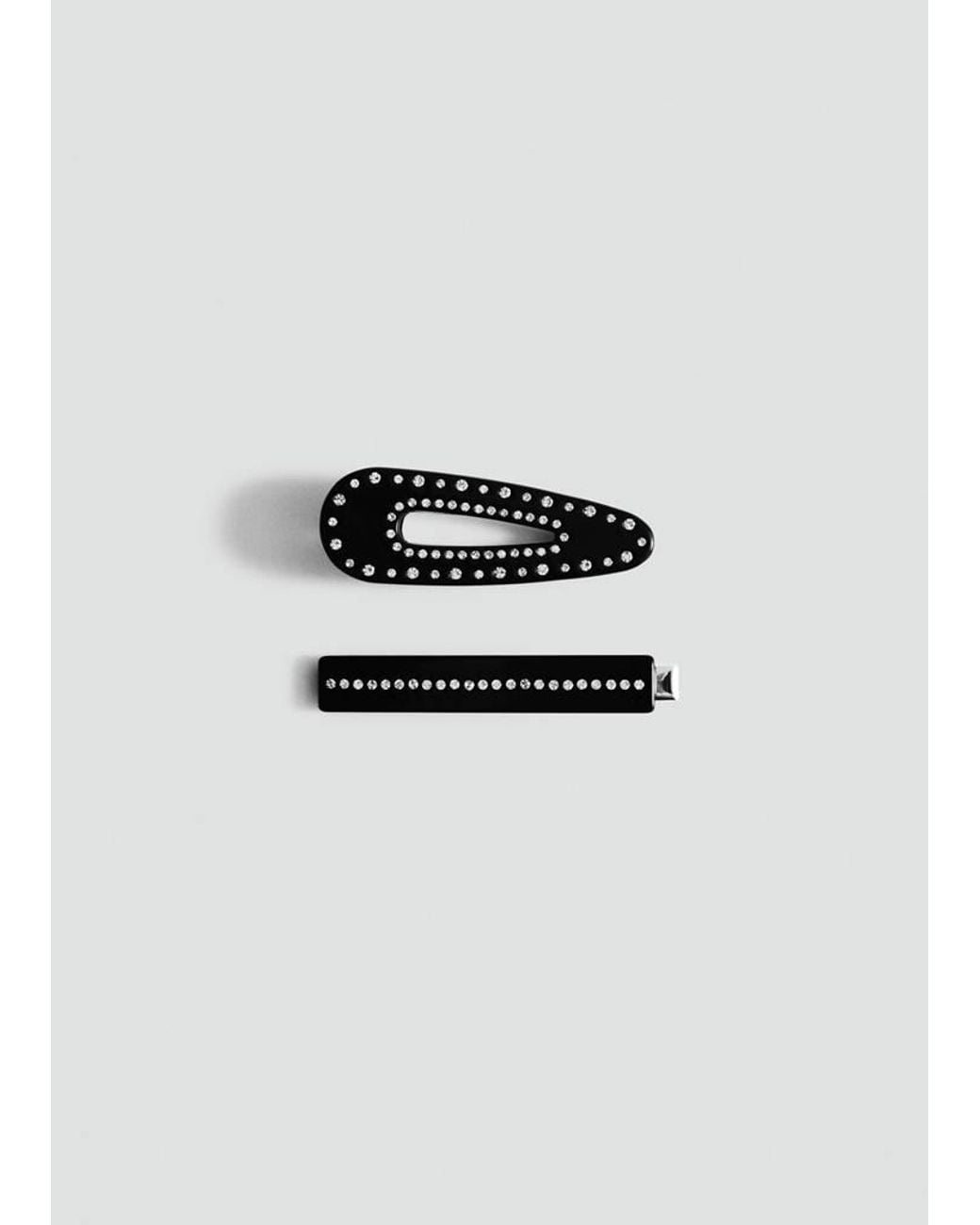 Mango Black Rhinestone Hair Clips