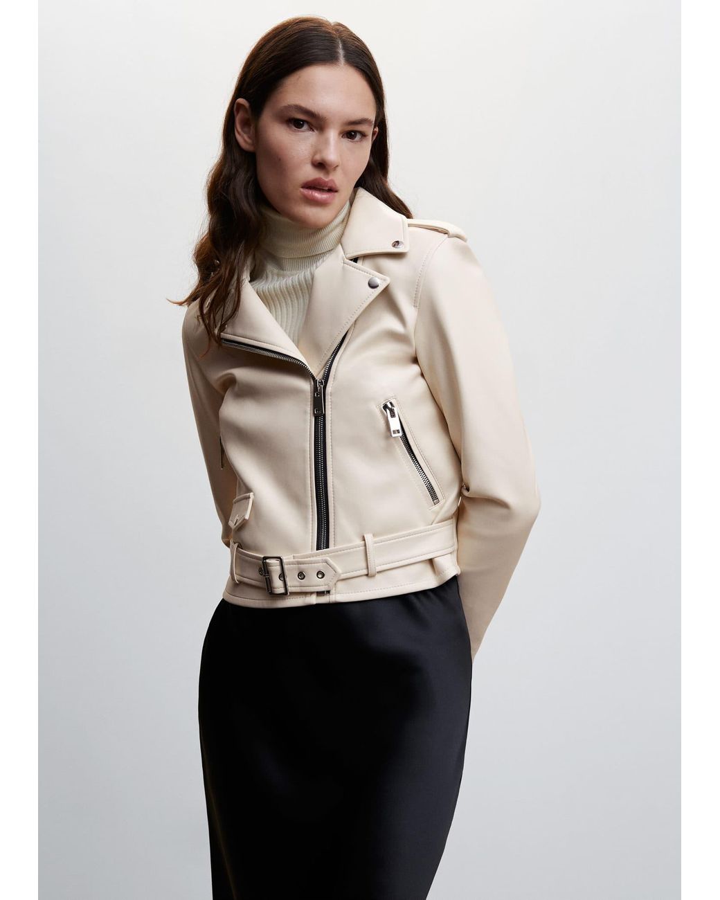 Mango white leather jacket online