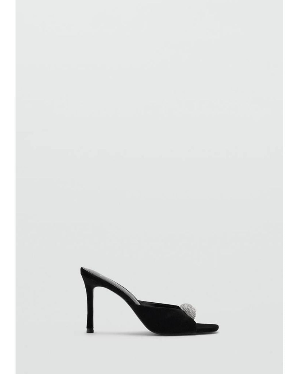 Mango White Velvet Heel Sandals
