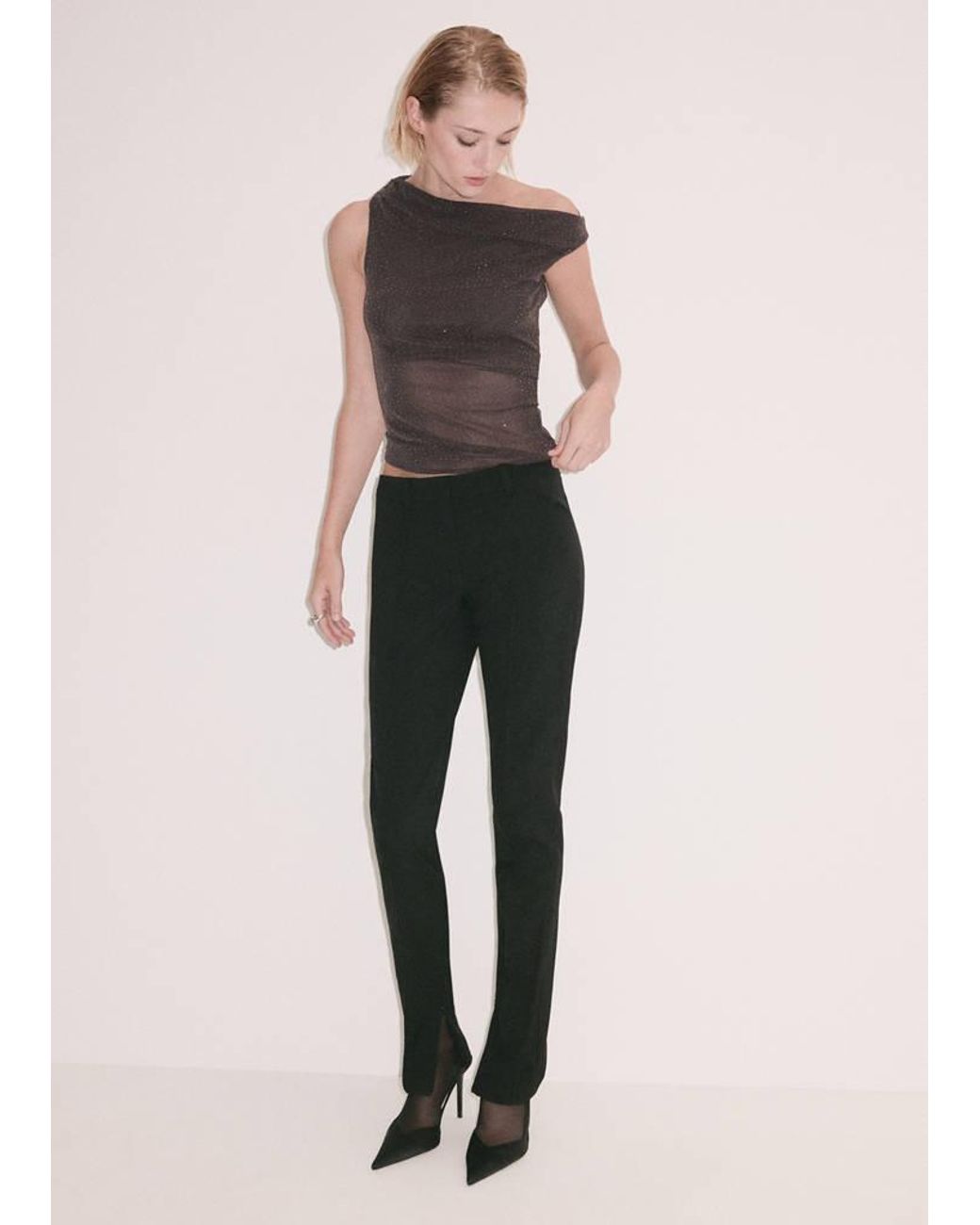 Mango Natural Sheer Chiffon Top With Sparkly Detail