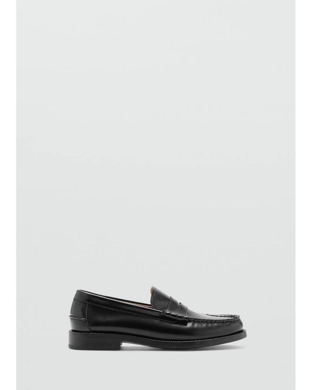 Mango Gray Leather Penny Loafers for men