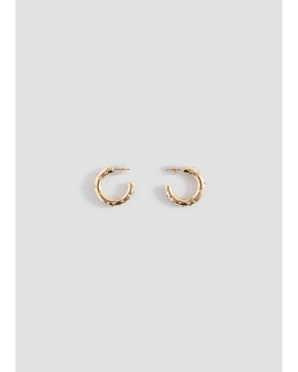 MANGO TEEN White Hoop Earrings With Crystal Details