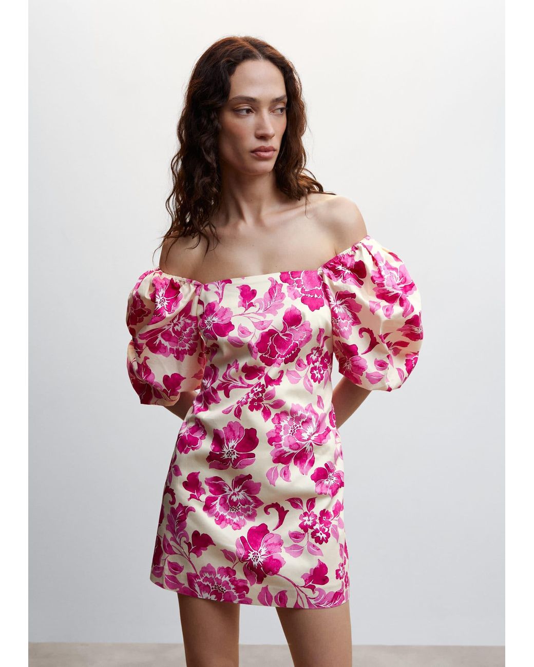 Mango pink floral dress hot sale