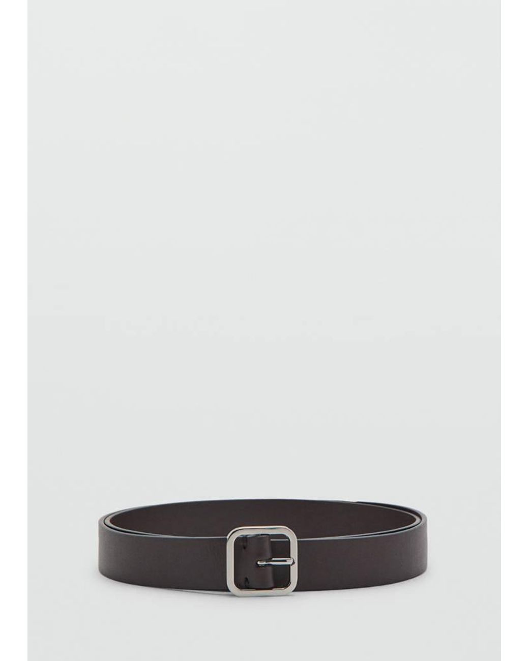 Mango Gray Metal Fastening Leather Belt for men