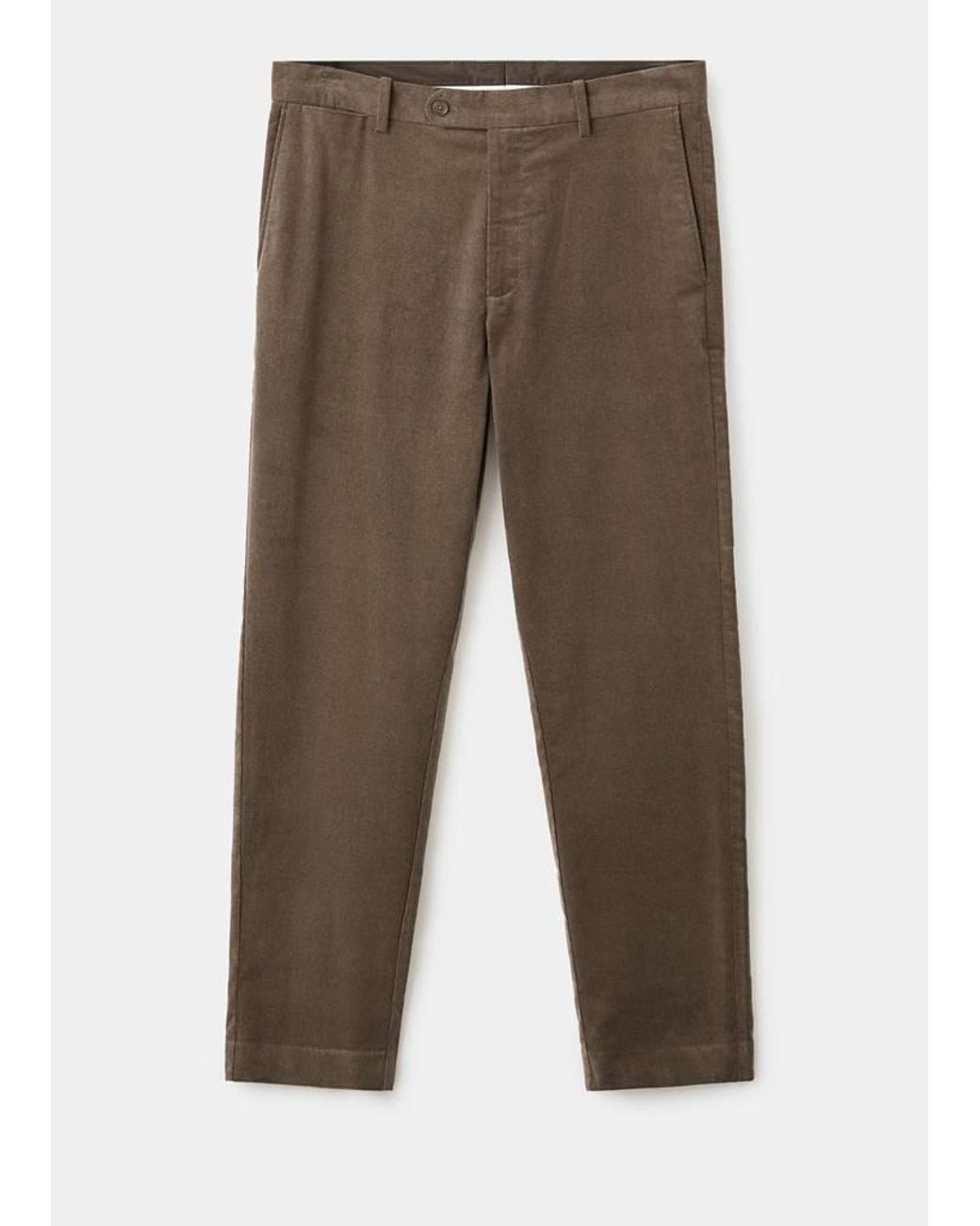 Mango Blue Regular Fit Corduroy Cotton Trousers for men