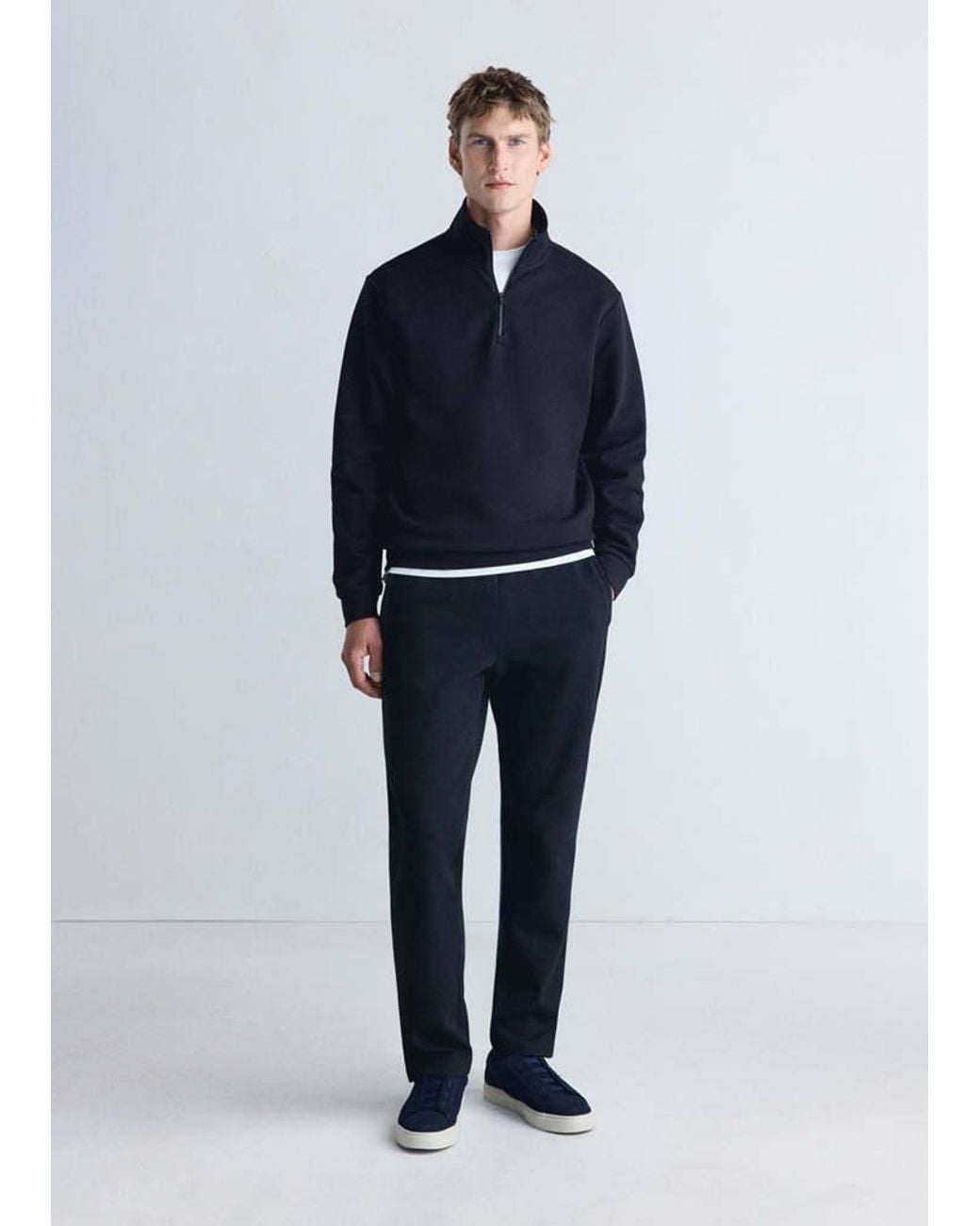 Mango Blue Thermolite Elasticated-Waist Joggers for men