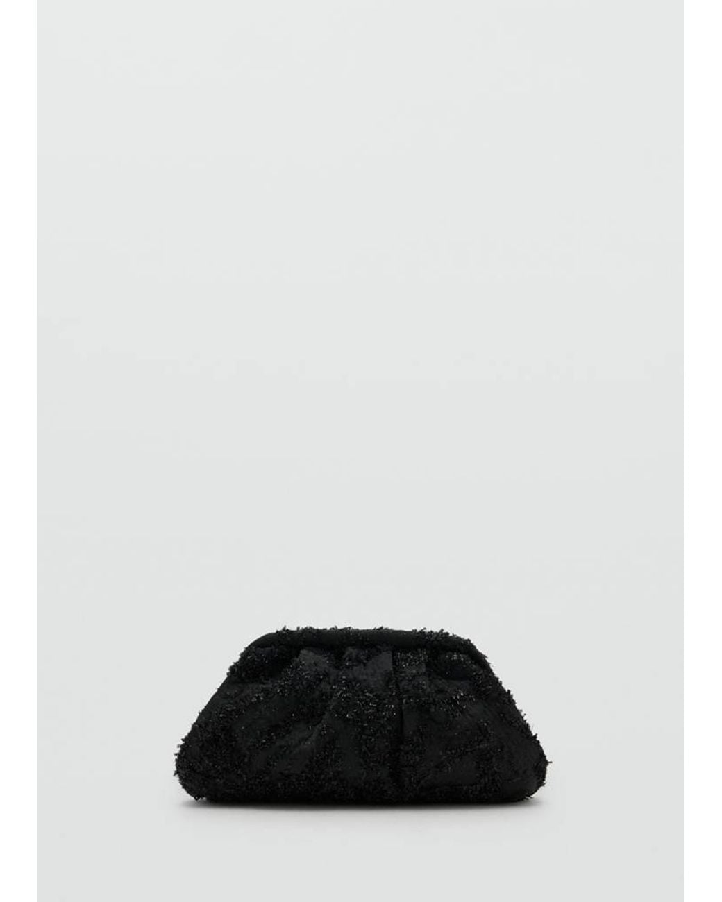Mango Black Metallic-Thread Handbag