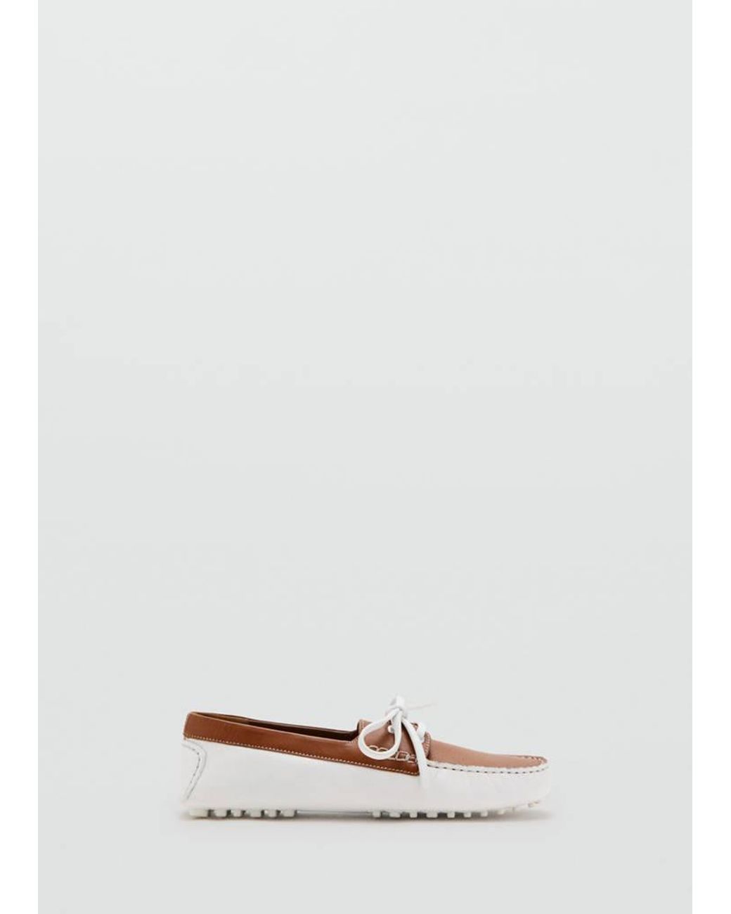 Mango White Multicolour Leather Boat Shoes