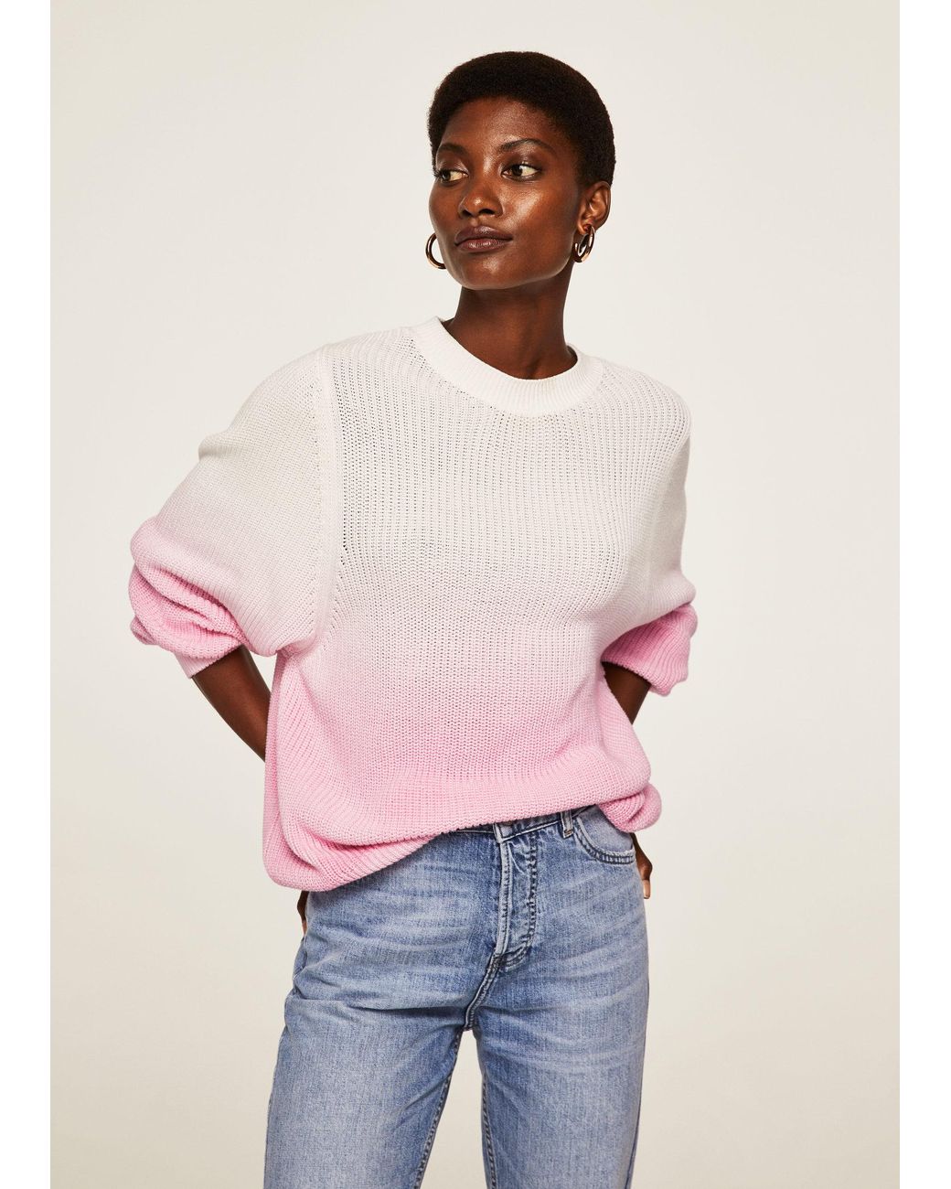 Mango Ombré Cotton Sweater in Pink | Lyst UK
