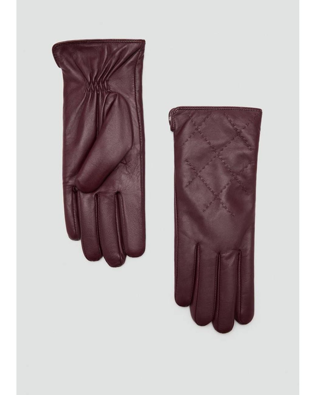 Mango Purple Padded Leather Gloves