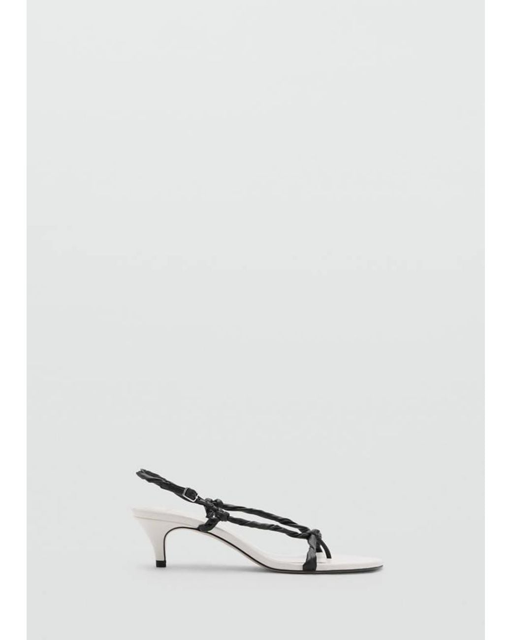 Mango Red Ruched Strips Sandals