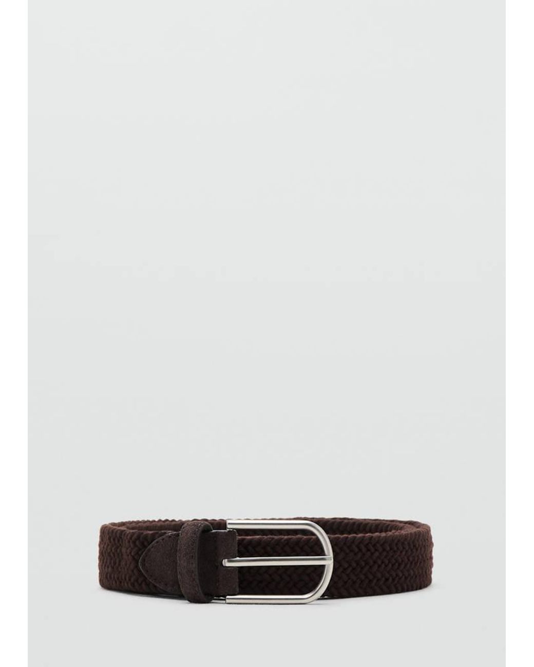 Mango Brown Braided Elastic Belt for men