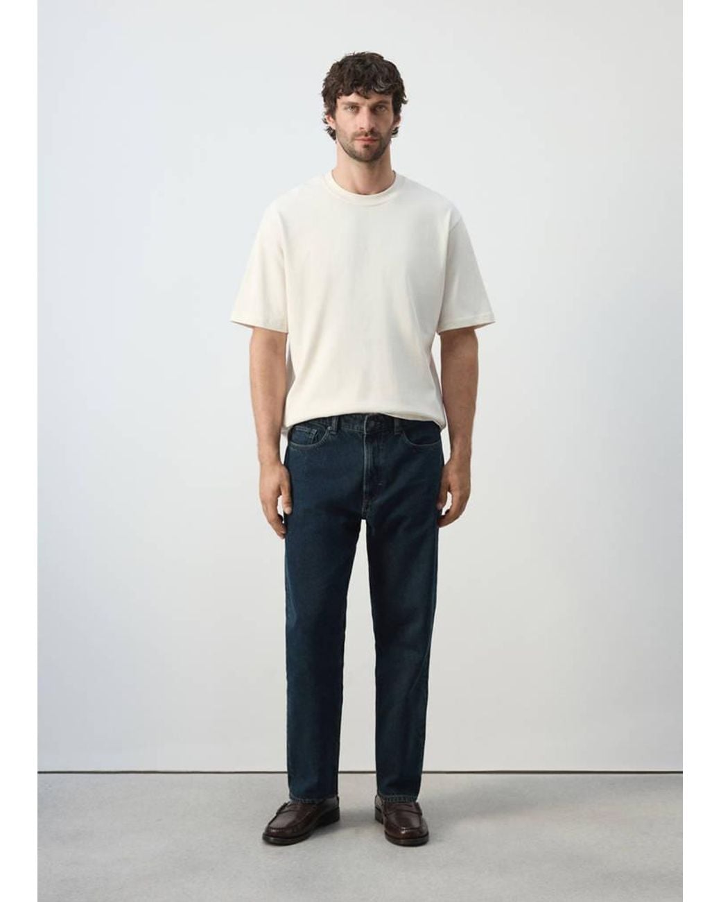 Mango White Sammy Cropped Carrot Fit Jeans for men