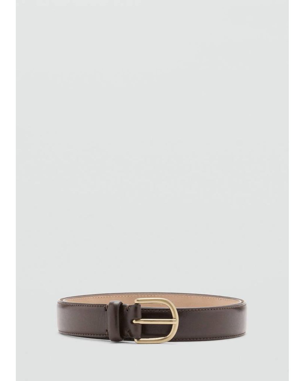 Mango White Buckle Leather Belt for men