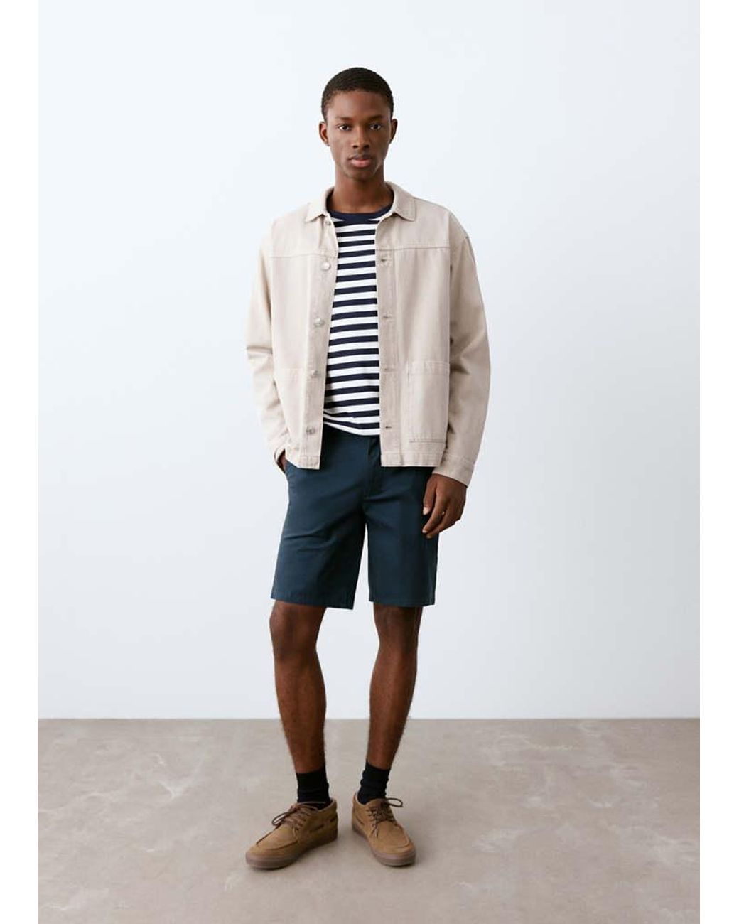 MANGO TEEN White Cotton Bermuda Shorts for men