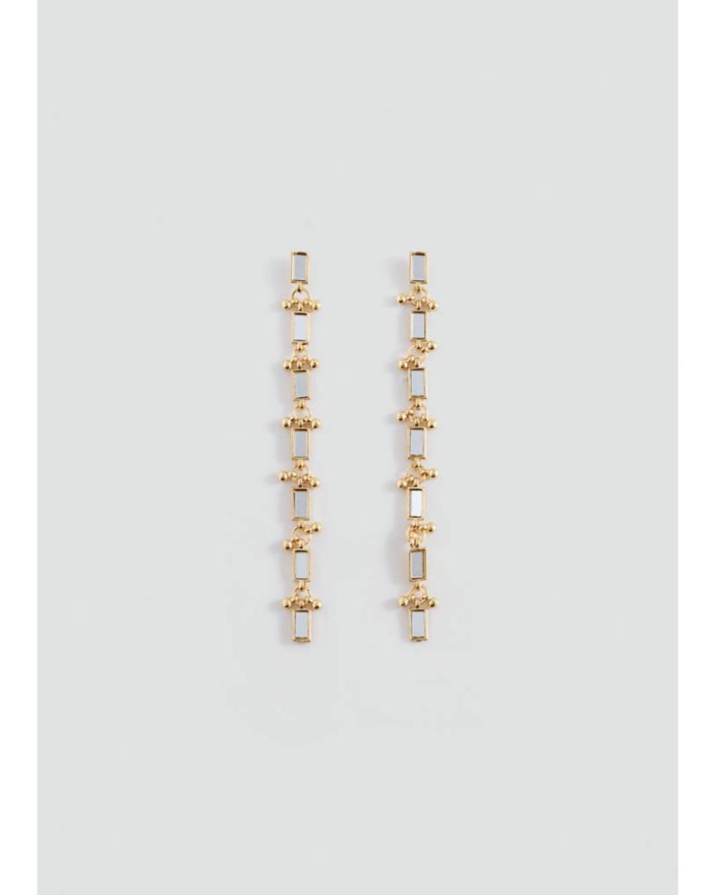 MANGO TEEN Metallic Long Mirror Earrings