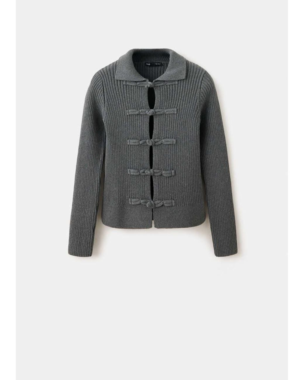 Mango Black Ribbed Duffle Cardigan