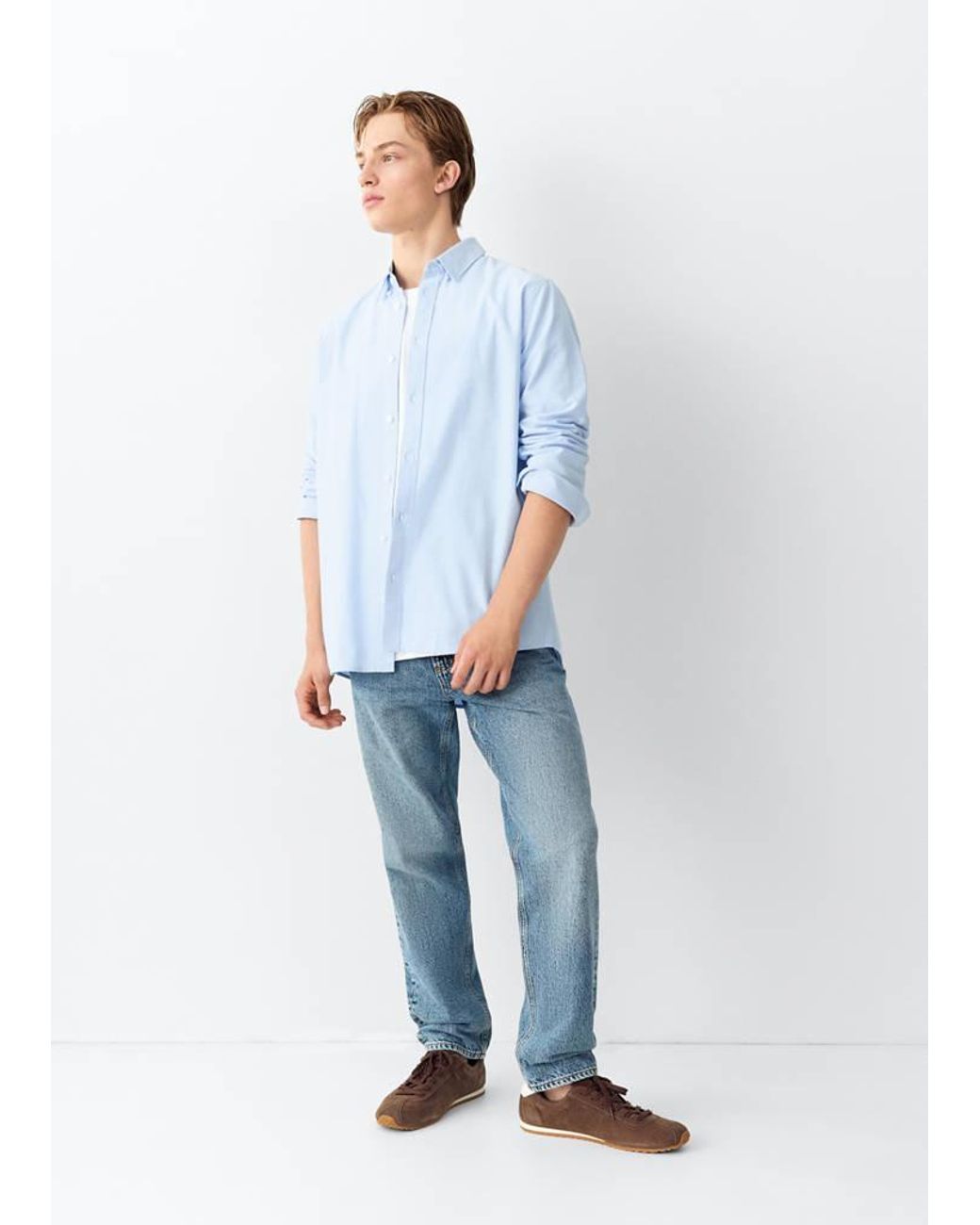 MANGO TEEN White Oxford Cotton Shirt for men