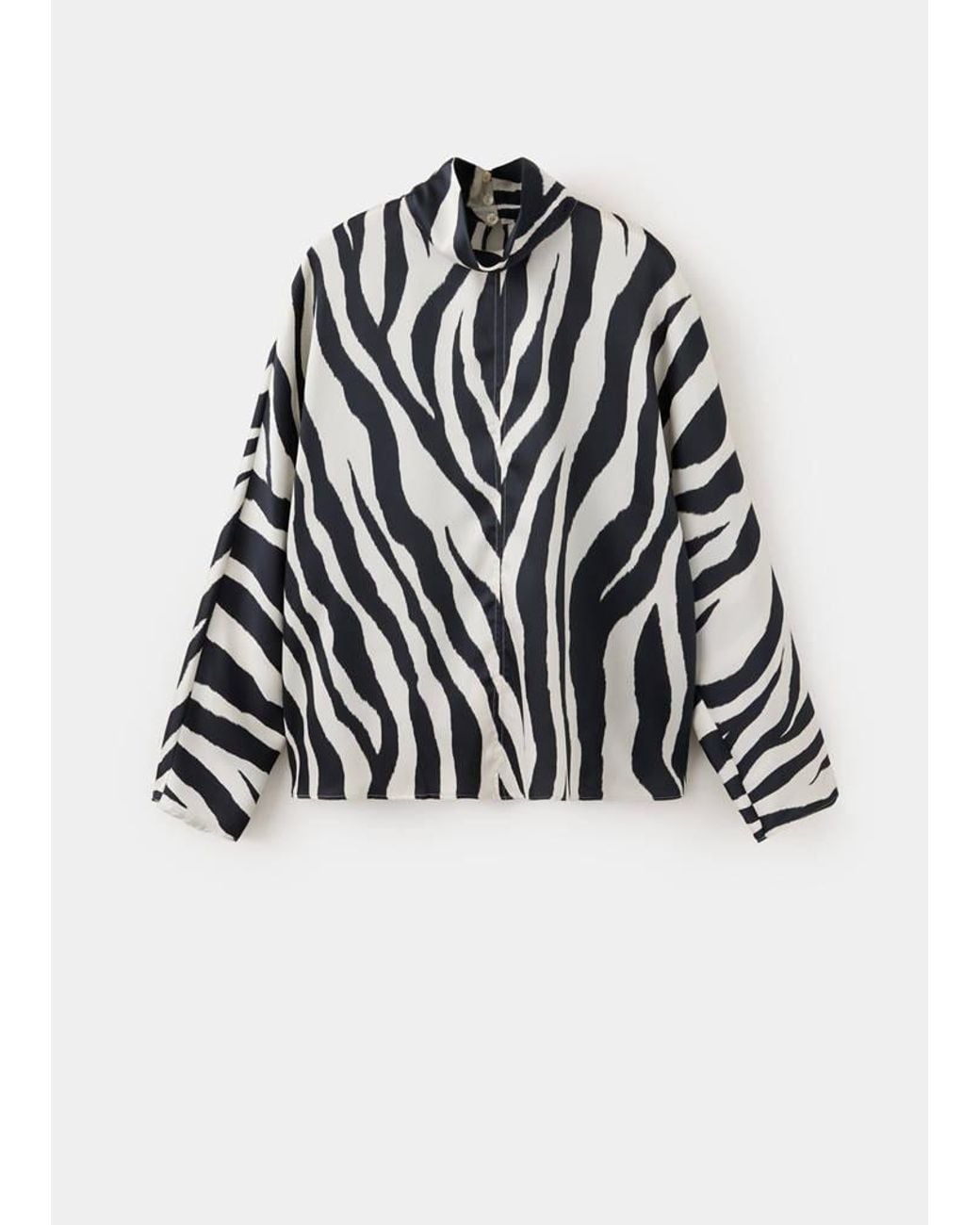 Mango Black Straight High-Neck Blouse