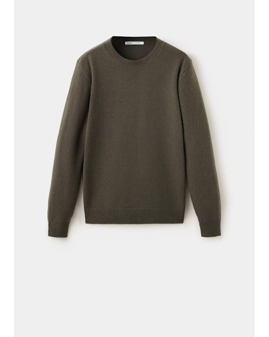Mango Green Knitted Wool Blend Sweater for men