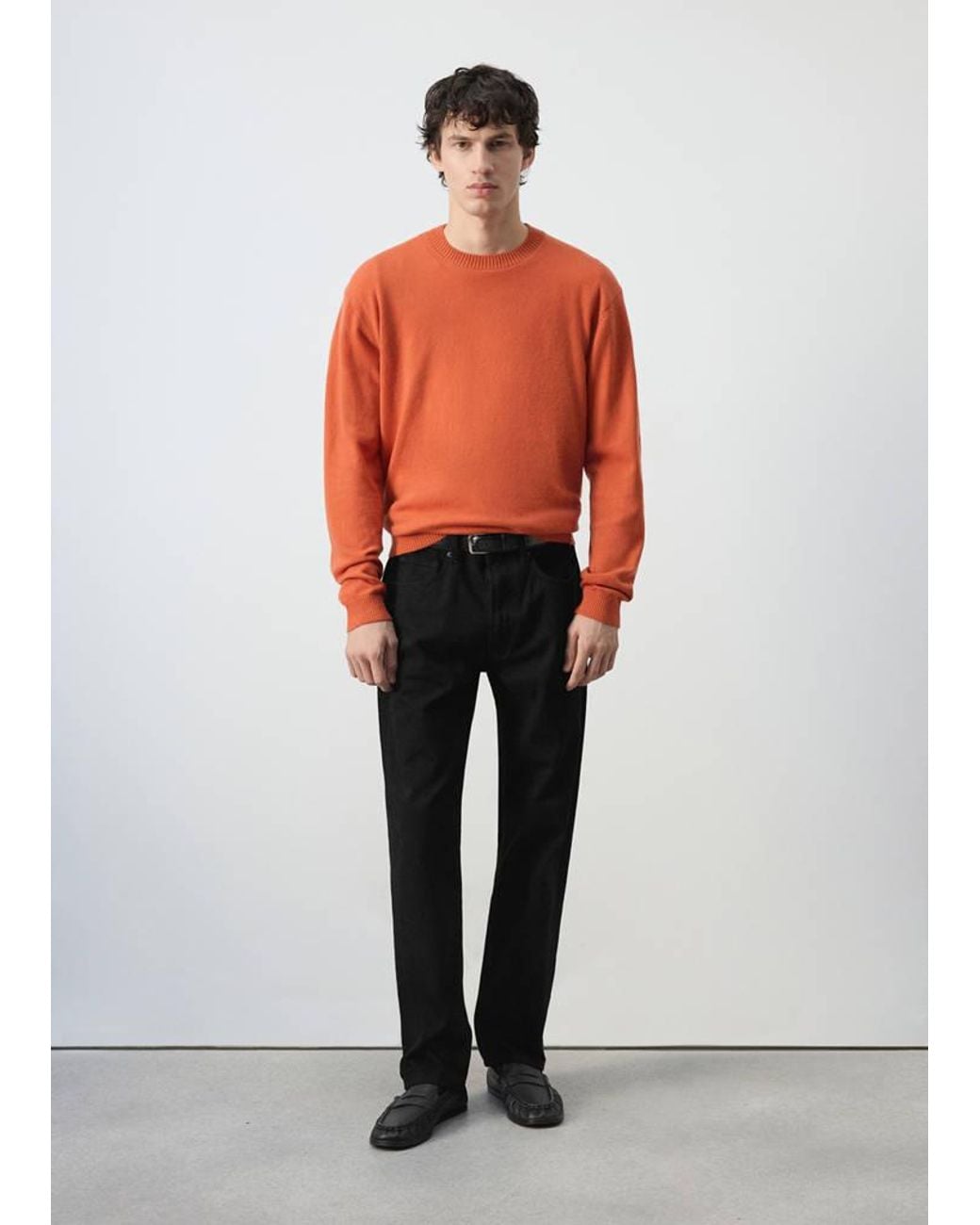 Mango Orange 100% Cotton Relaxed Fit Jeans for men