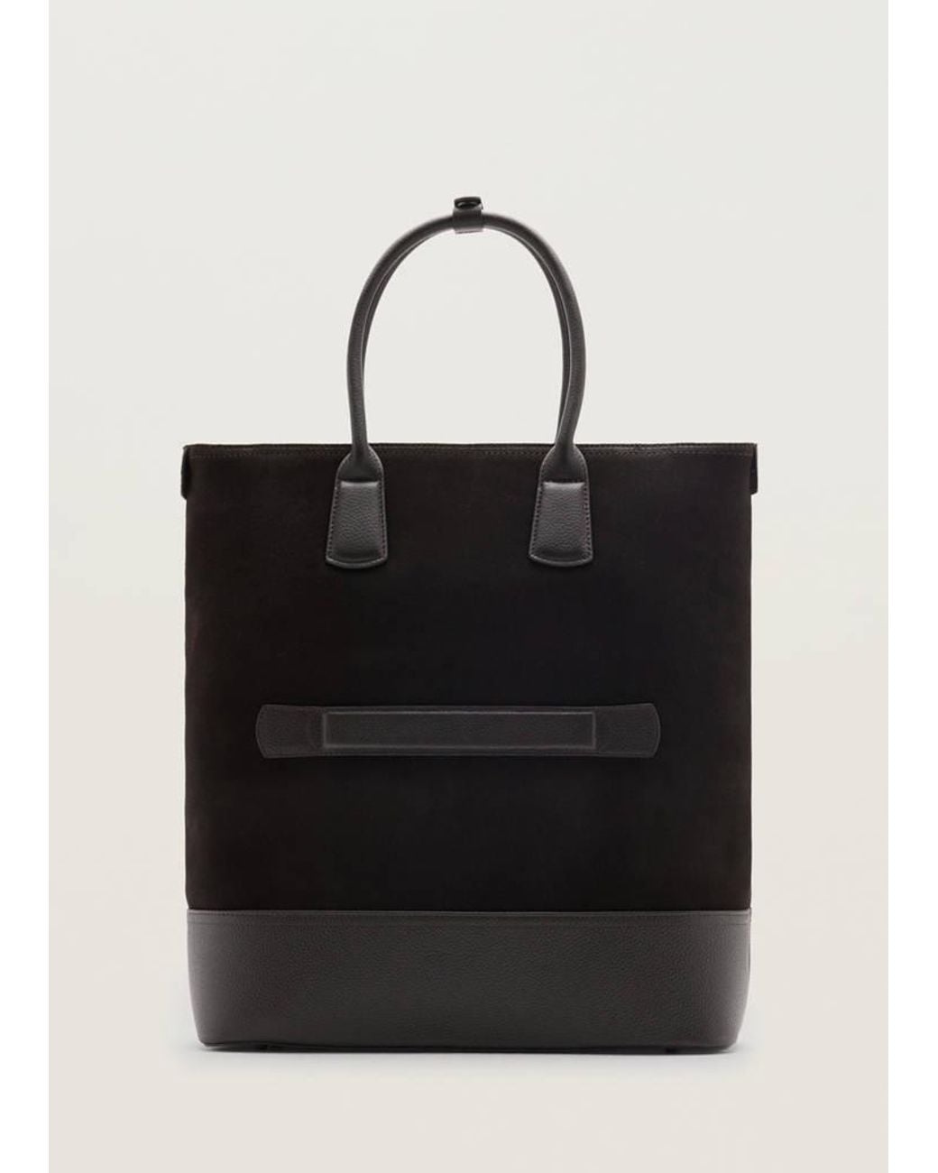 Mango Black Bowling-Style Bag, 100% Leather for men