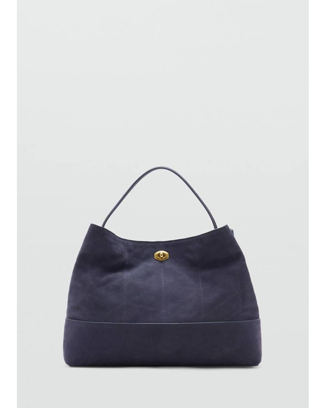Mango Blue Leather Bucket Bag