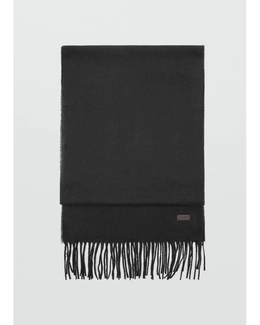 Mango Black Plain Fringed Scarf for men