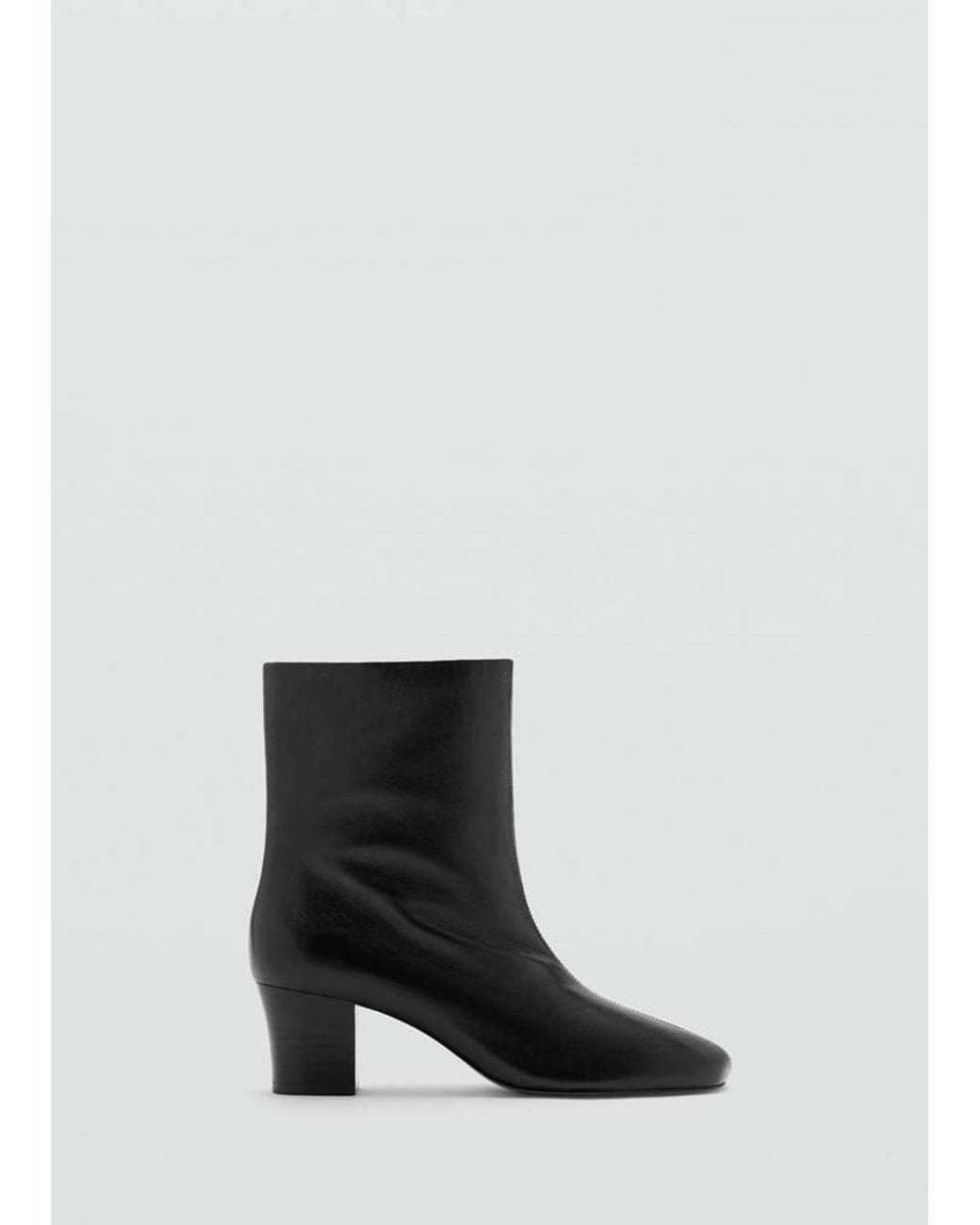 Mango White Leather Heeled Boots
