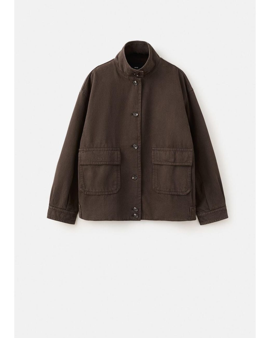 Mango Brown Oversized Denim Parka With Pockets