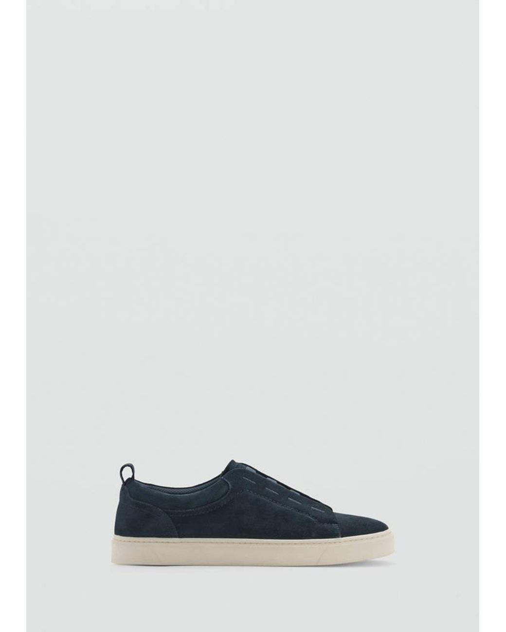 Mango Blue Suede Leather Trainer With Vibram Sole for men