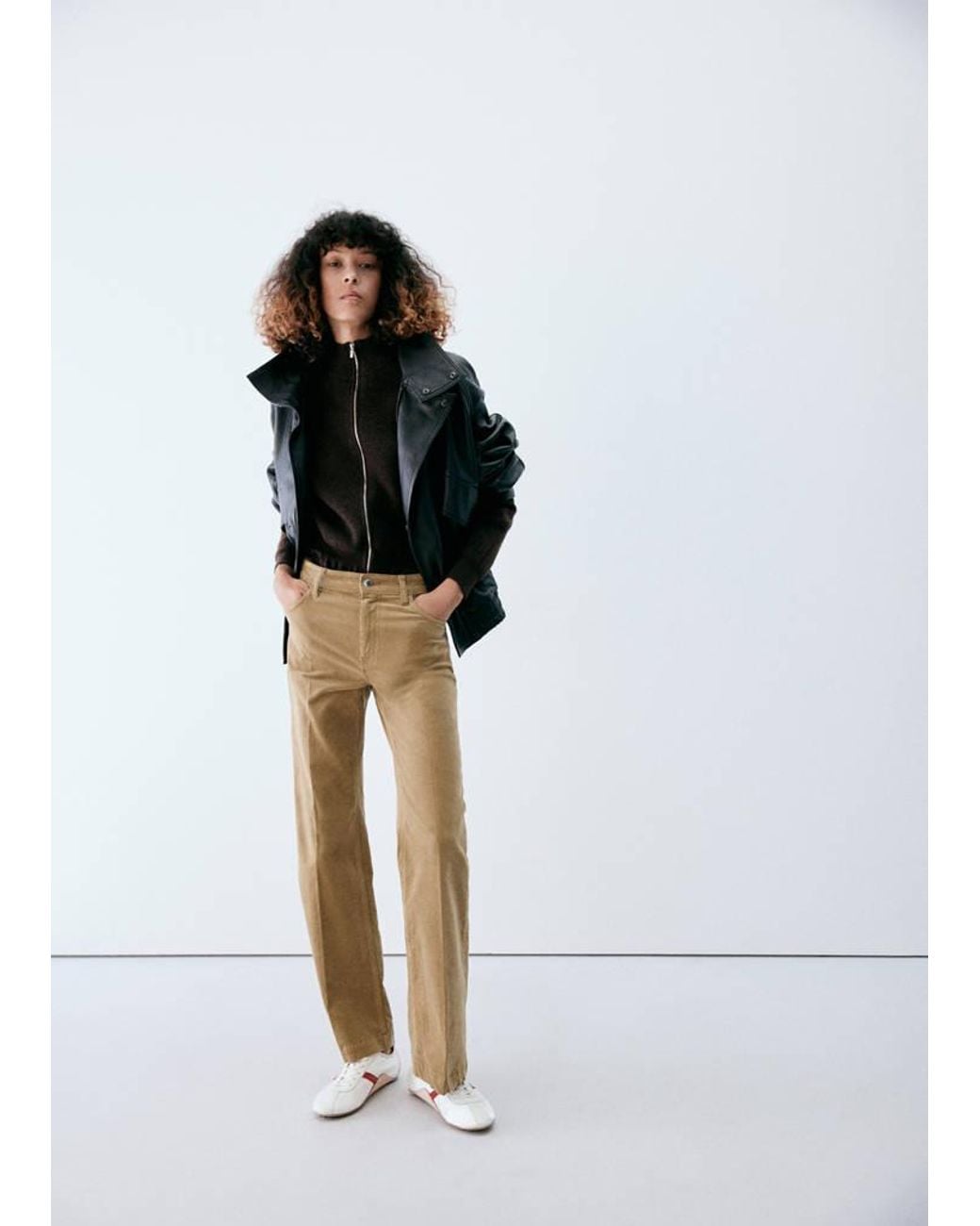 Mango White Flared Corduroy Trousers
