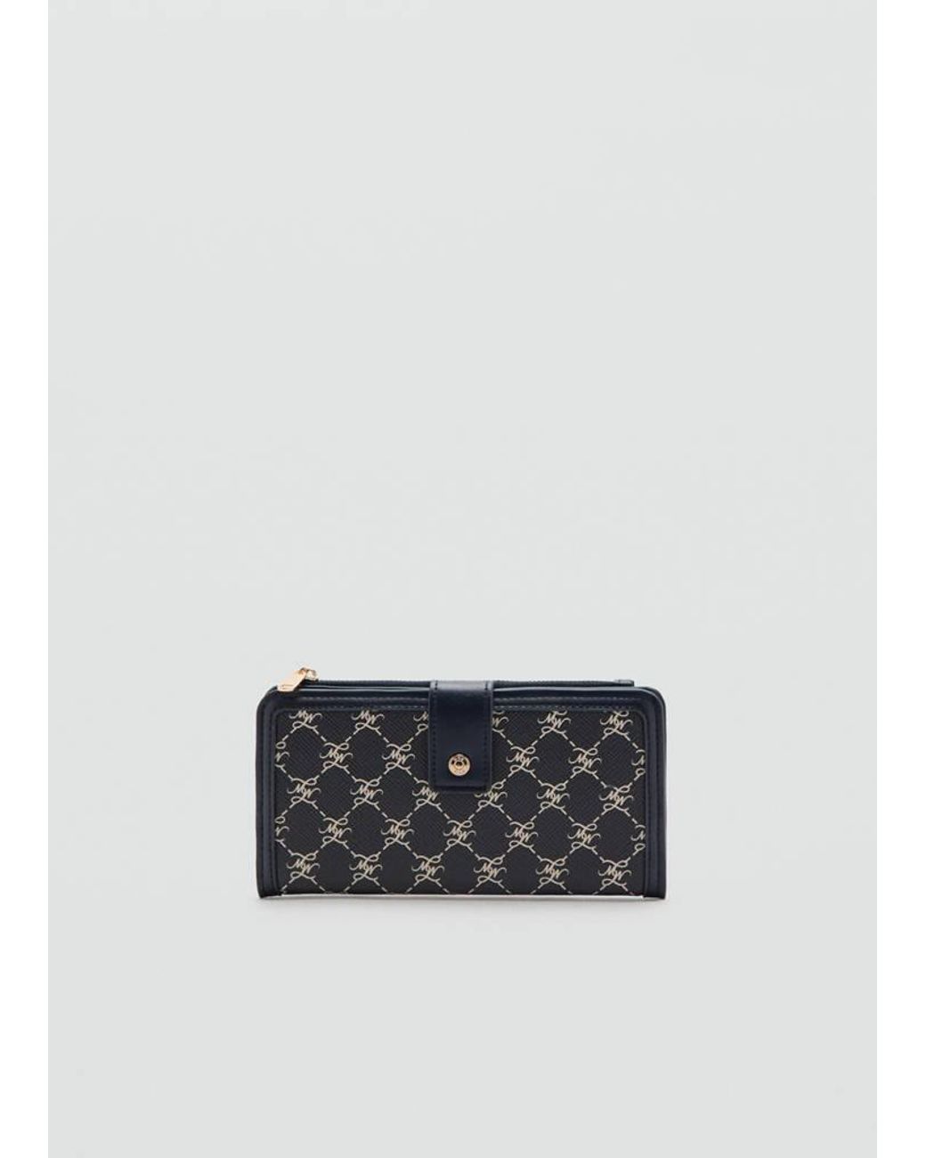 Mango Blue Large Wallet With Logo Print