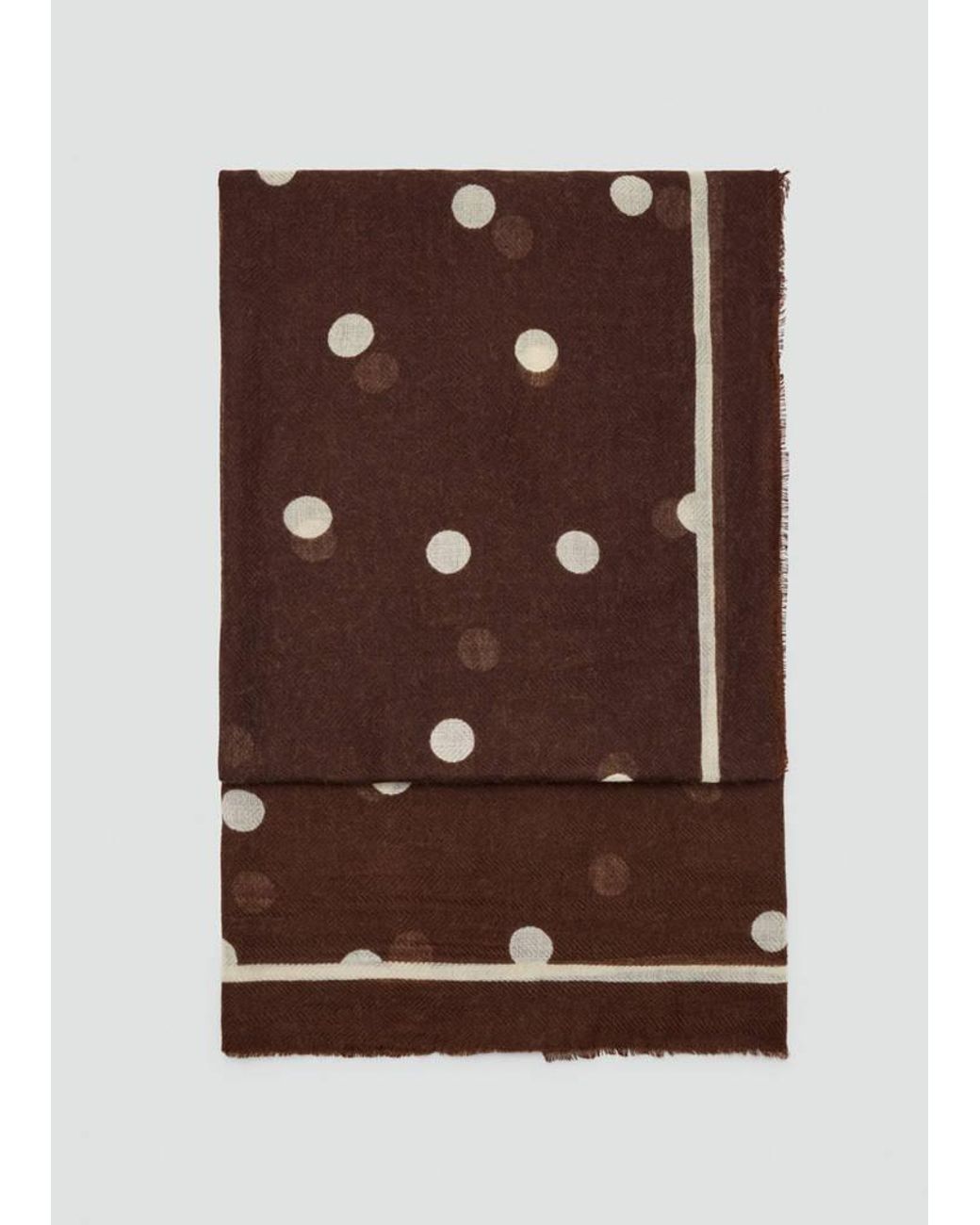 Mango Brown Printed Scarf With Frayed Finishes