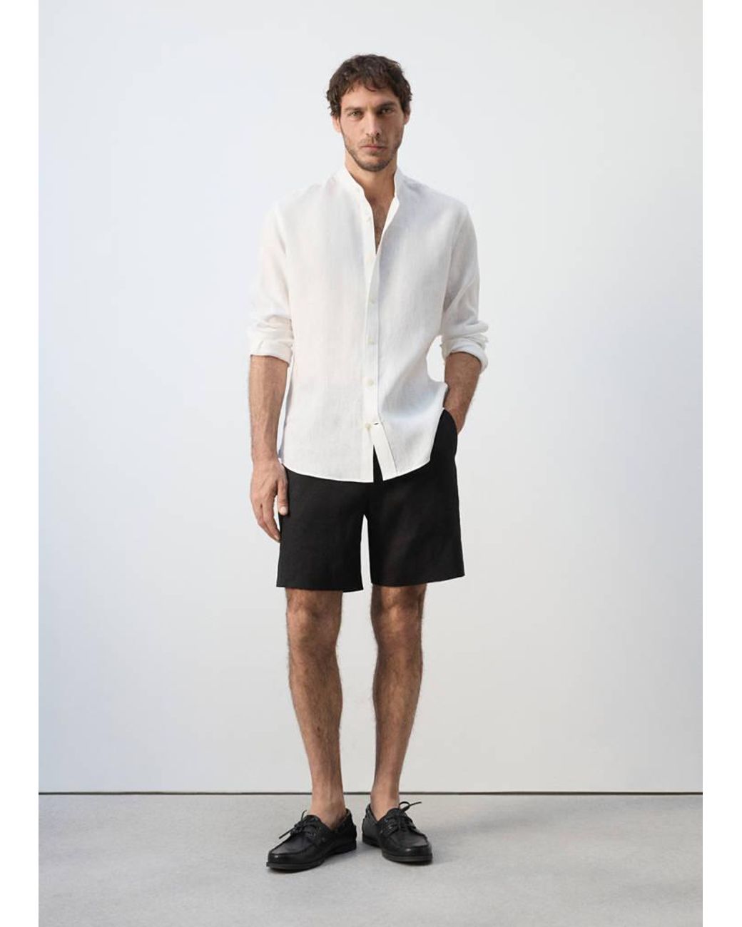 Mango White Regular-Fit 100% Linen Shirt for men