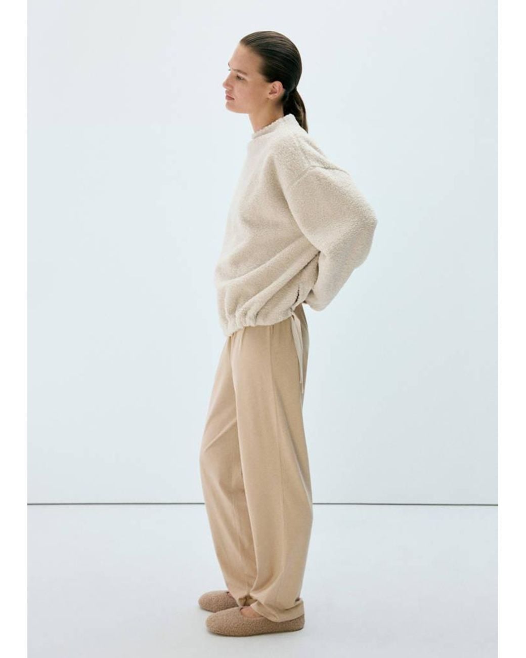 Mango White Adjustable Low Shearling Jumper