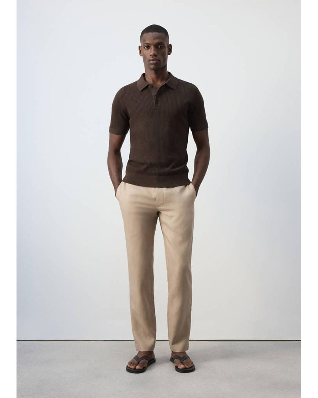 Mango Brown 100% Cotton Knitted Polo Structure for men