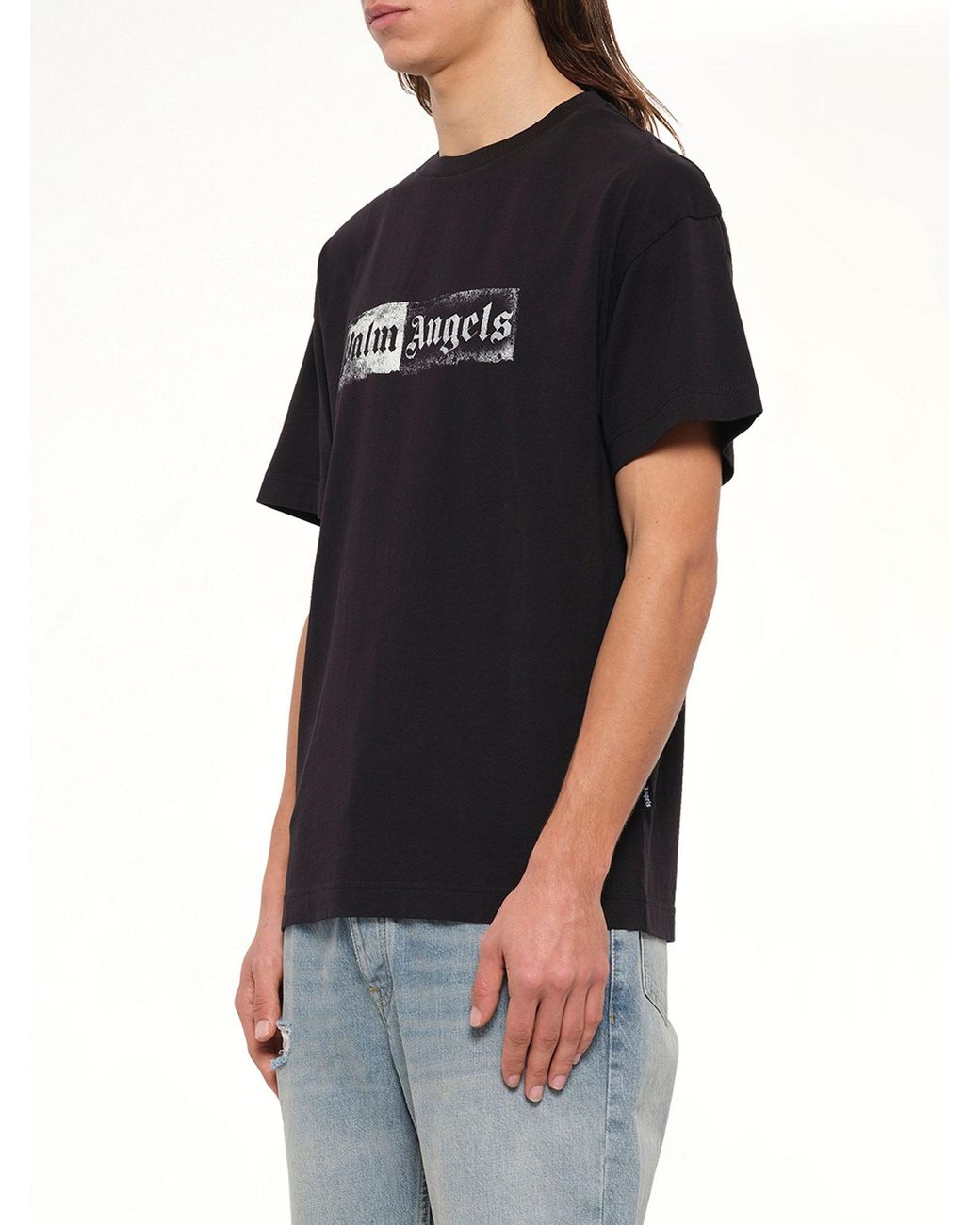 Palm Angels Black Stamp Logo Regular T-Shirt for men