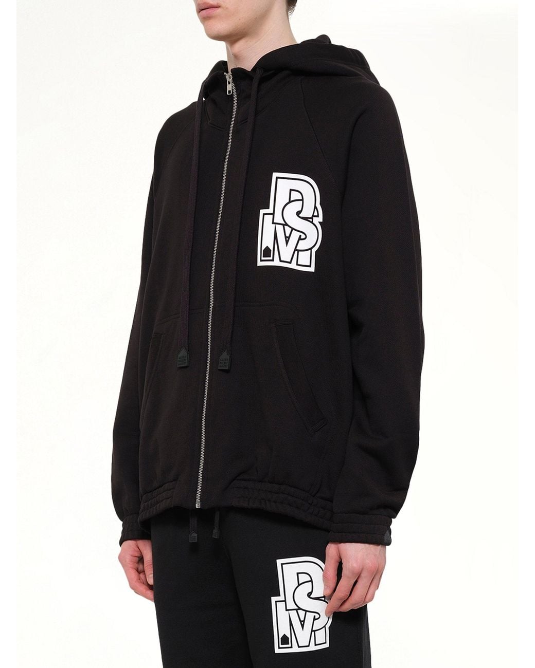 DSM KEI NINOMIYA Black Pile Knit Zipped Hoodie for men