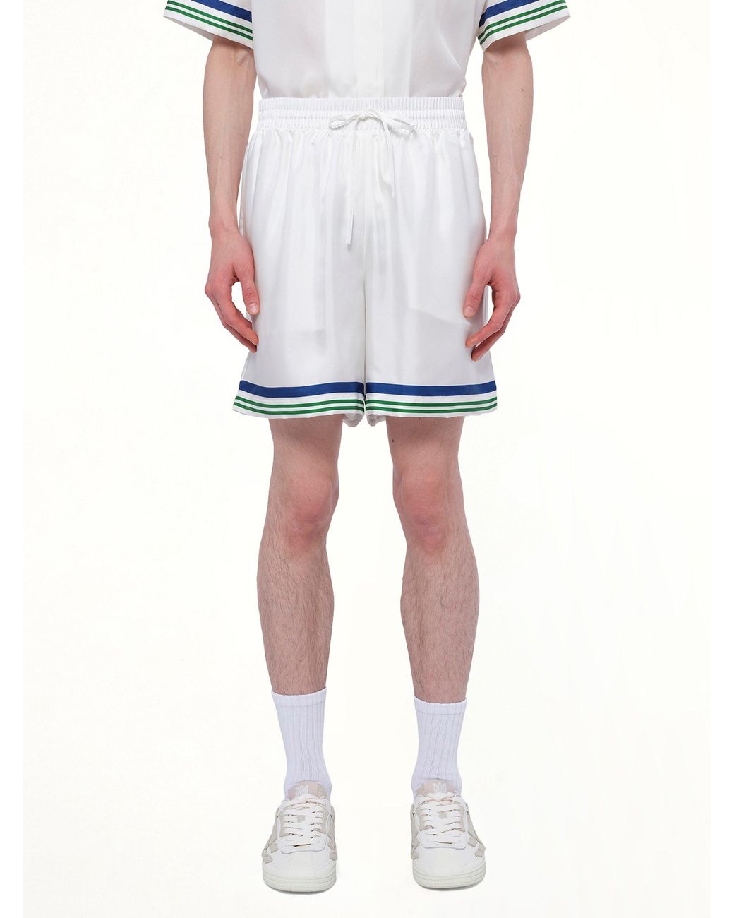 Casablanca White Kawaii Tennis Boy Shorts for men