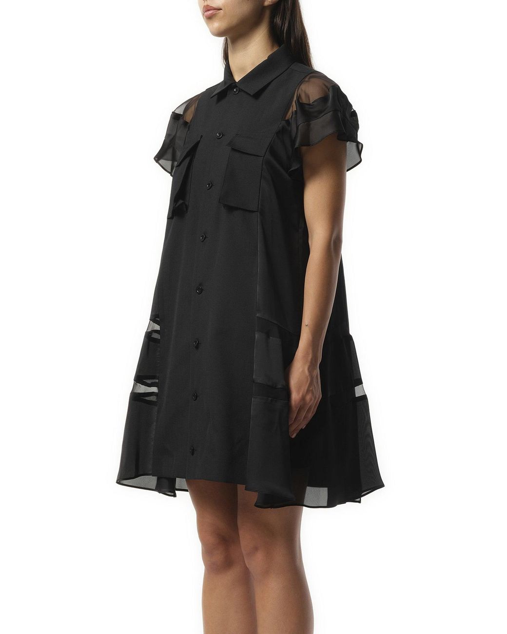 sacai 国内買付 Suiting x Satin Dress Sacai X Suiting X Satin Dress, 100% Polyester in Black | Lyst UK