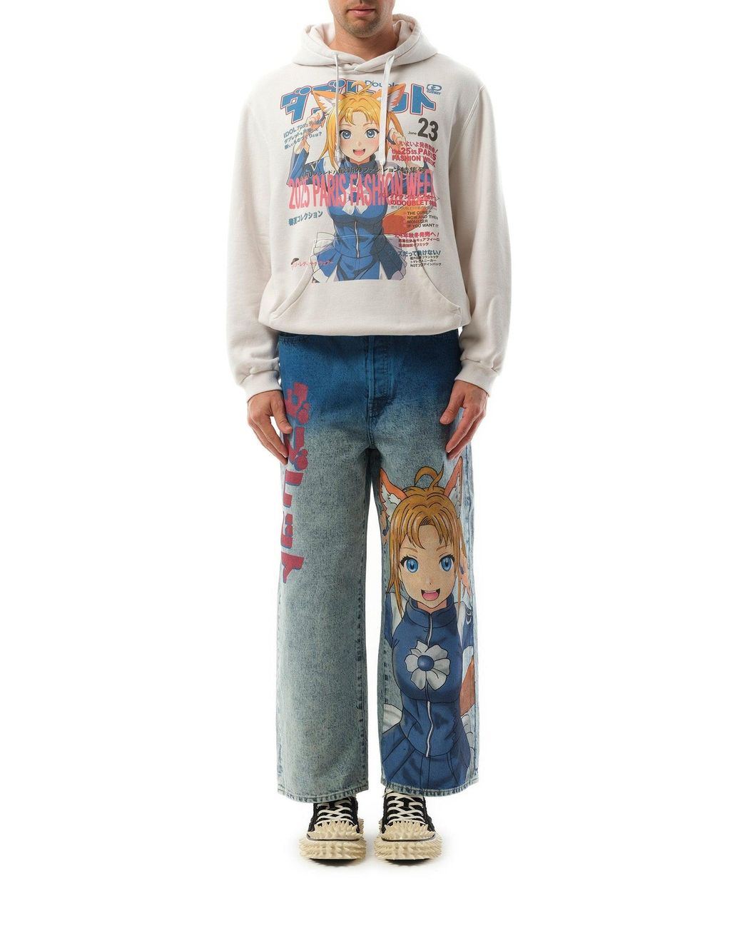トップス doublet ANIME PRINT HOODIE M Doublet Anime-print Hoodie | Neutrals | FARFETCH