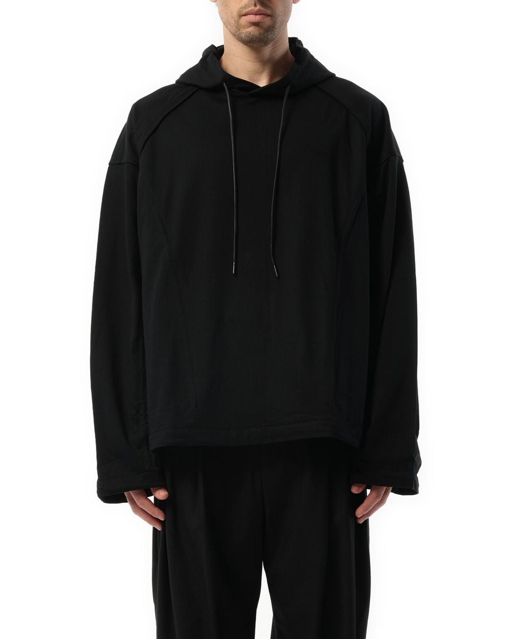 Juun.J Black Multi String Over Hoodie for men