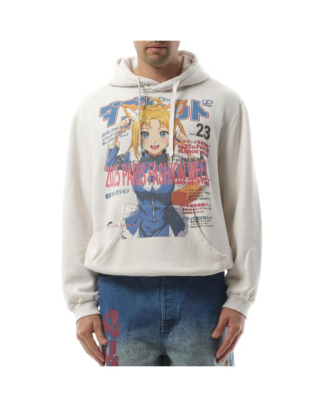 Doublet Anime Fox Girl Print Hoodie, Long Sleeves, 100 Doublet Anime Fox Girl Print Hoodie, Long Sleeves, 100